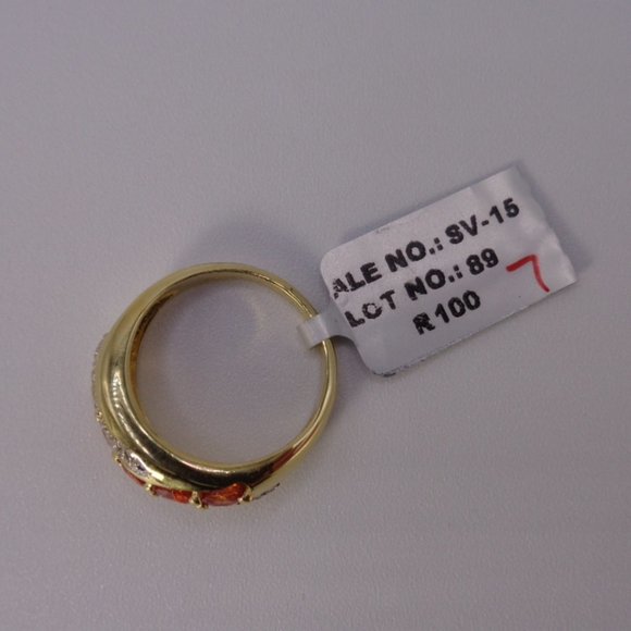 Silver Orange sapphire gold coated silver ring 3.83g SIZE 7 NEW - Picture 3 of 6